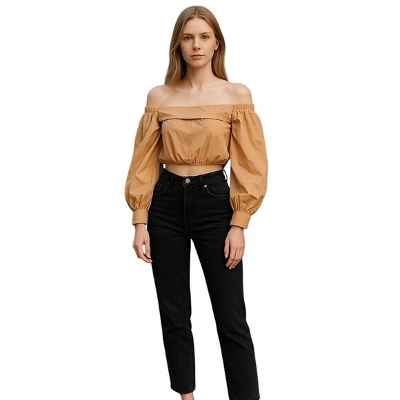 Cider Tops - cider LADIES OFF THE SHOULDER CROP TOP- S